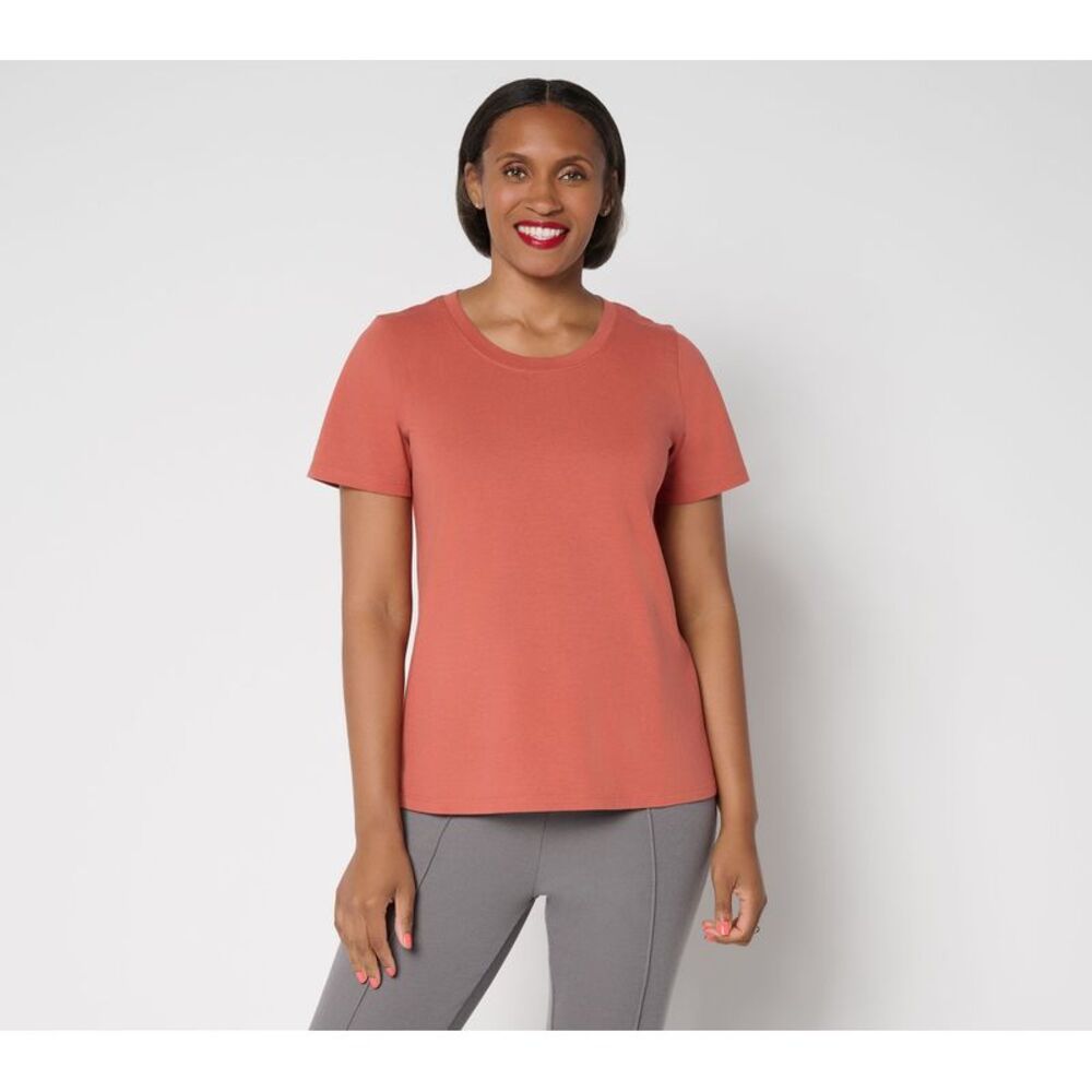 Wacoal Women's Top Sz L Short Sleeve 100% Cotton Everyday Tee Red A702152